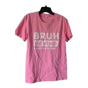 Graphic T-shirt, 'Be Kind-End Bullying"'. Size XS. Pink And White.